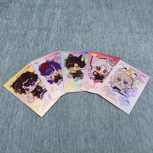 NIEUW: Love and Deepspace-kaarten/sets met glittereffect en schattig, kawaii, anime, Caleb, Sylus, Xavier, Zayne, Rafayel, The Herta, Sunday, Tribbie