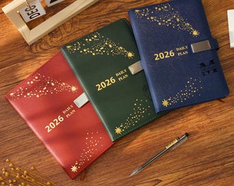 Personalized 2026 Leather Notebook, Writing Journal Gift Set, 365-Day Productivity Journal, Daily Organizer, Work Efficiency Diary