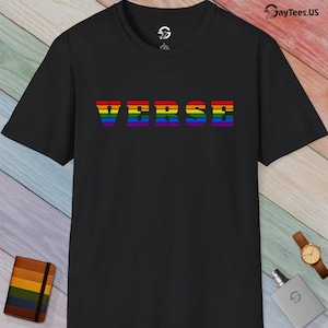 VERSE Gay Pride Tee, Queer Identity Shirt, Bold Rainbow LGBTQ Graphic