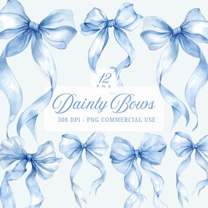 Blauwe strik clipart coquette, blauwe aquarel strik graphics, sierlijke zachte pastel blauwe strik graphics, aquarel strik illustraties, pastel blauwe strikken png