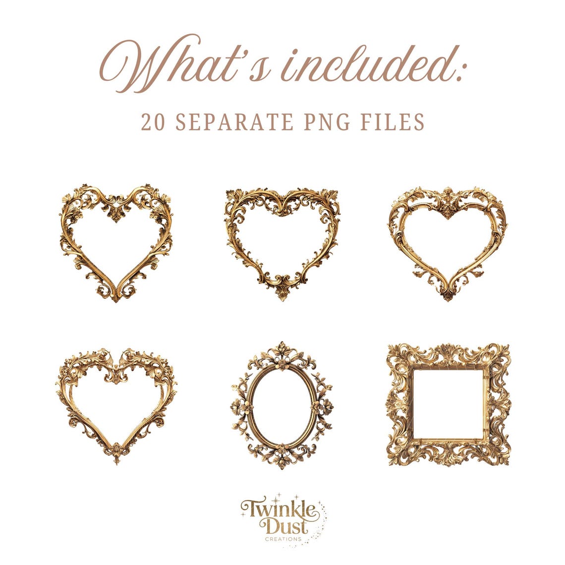 Watercolor Gold Frame Clipart: Ornate PNG Bundle (digital Download) - Etsy