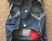 L Denim Vest Jacket Dog Customizable Decorate It Yourself