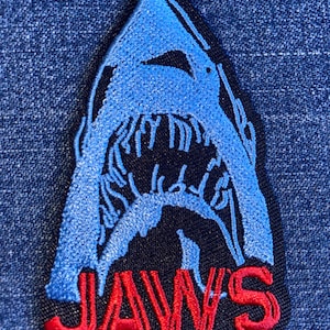 JAWS Embroidery Patch Iron On Customize Your Denim Or Craft DIY Movie Shark