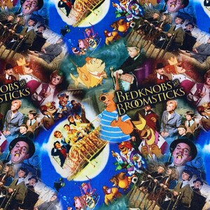 May include: A colorful collage featuring scenes from the classic musical films "Mary Poppins" and "Bedknobs and Broomsticks". The collage includes images of the characters, settings, and iconic moments from both films.
