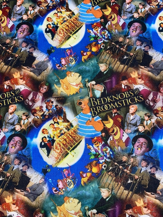 1/2 Yard BEDKNOBS & BROOMSTICKS Cotton Polyester Blend Fabric *Limited*