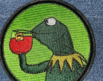 KERMIT FROG Embroidery Patch Iron On Muppets