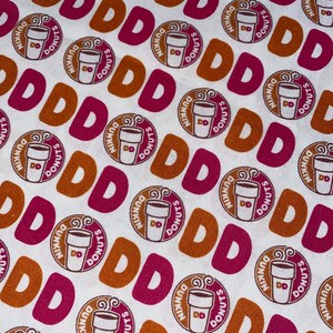 100% Cotton DUNKIN DONUTS Fabric 19"X35.5" Customize Your Sewing Project DIY