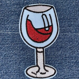 WINE GLASS Embroidery Patch Iron On Customize Your Denim Or Craft DIY