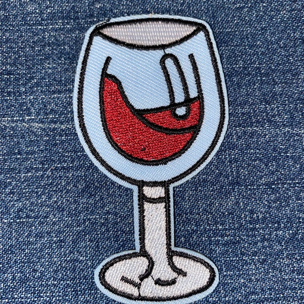 WINE GLASS Embroidery Patch Use Customize Your Denim Or Craft DIY