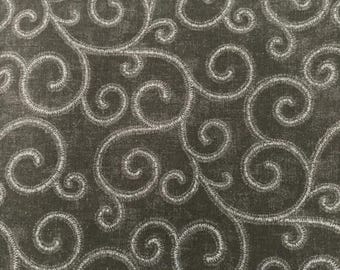 1/2 Yard BLACK SWIRLS 100% Cotton Fabric Background Halloween Spooky
