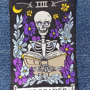 SKELETON TAROT Embroidery Patch Iron On The Reader