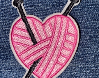 KNIT HEART Embroidery Patch Iron On