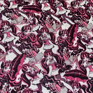 MONSTER HIGH Cotton Polyester Blend Fabric 20"X35" Customize Your Sewing Project DIY Draculaura