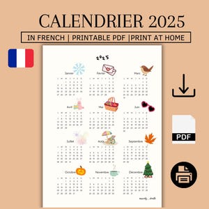 2025 Calendar in French