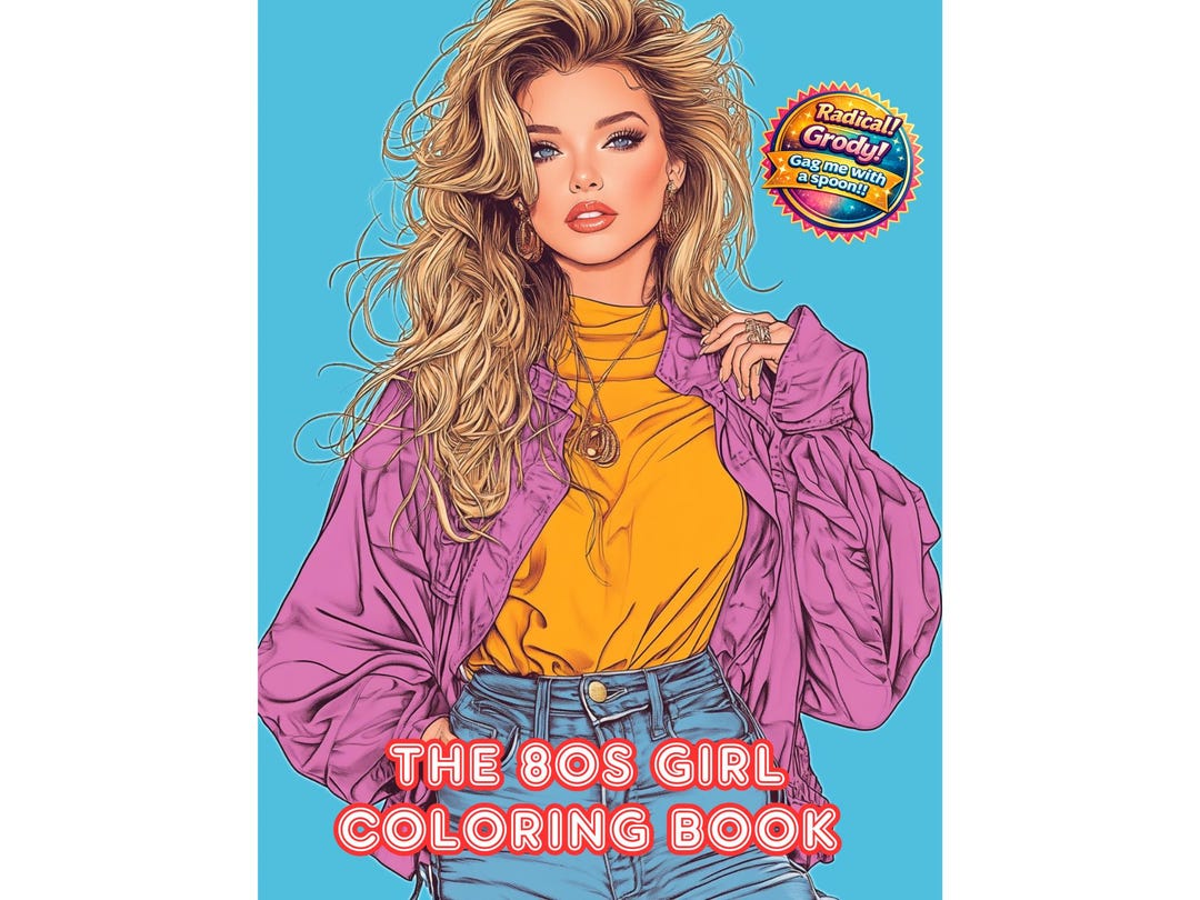 The 80s Girl Coloring Book Printable – Retro Fashion Adult Coloring ...