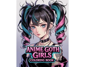 Anime Goth Girls Coloring Book PDF, Printable Dark Manga Art, Instant Download
