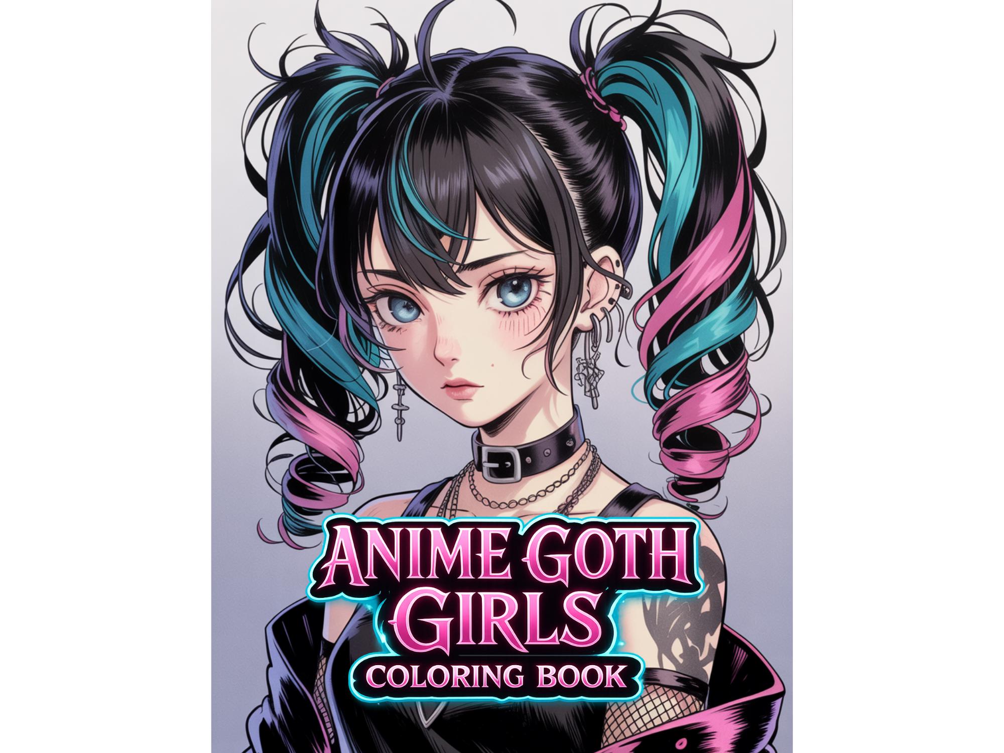 Anime Goth Girls Coloring Book PDF, Printable Dark Manga Art, Instant ...