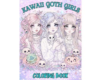 Pastel Goth Coloring Book for Adults | Creepy Kawaii Gothic Girls Printable PDF