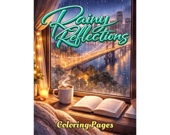Rainy Day Coloring Book | Cozy Window Views, City Bridge Scenes (Digital Download)