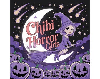 Chibi Horror Girls Coloring Book, Spooky Kawaii Halloween Pages (Digital Download)