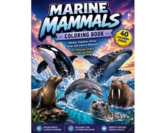 Marine Mammals Coloring Book Printable | Whales Dolphins Orcas Seals Walruses