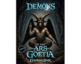Ars Goetia Demons Coloring Book, Occult Gothic Fantasy, Demon Glossary (Digital Download)