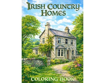 Irish Country Homes Coloring Book for Adults Printable PDF Instant Download