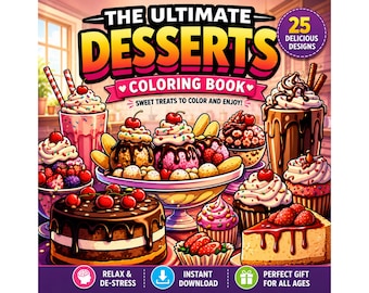 Dessert Coloring Book Printable PDF | Sweet Treats Adult Coloring Pages