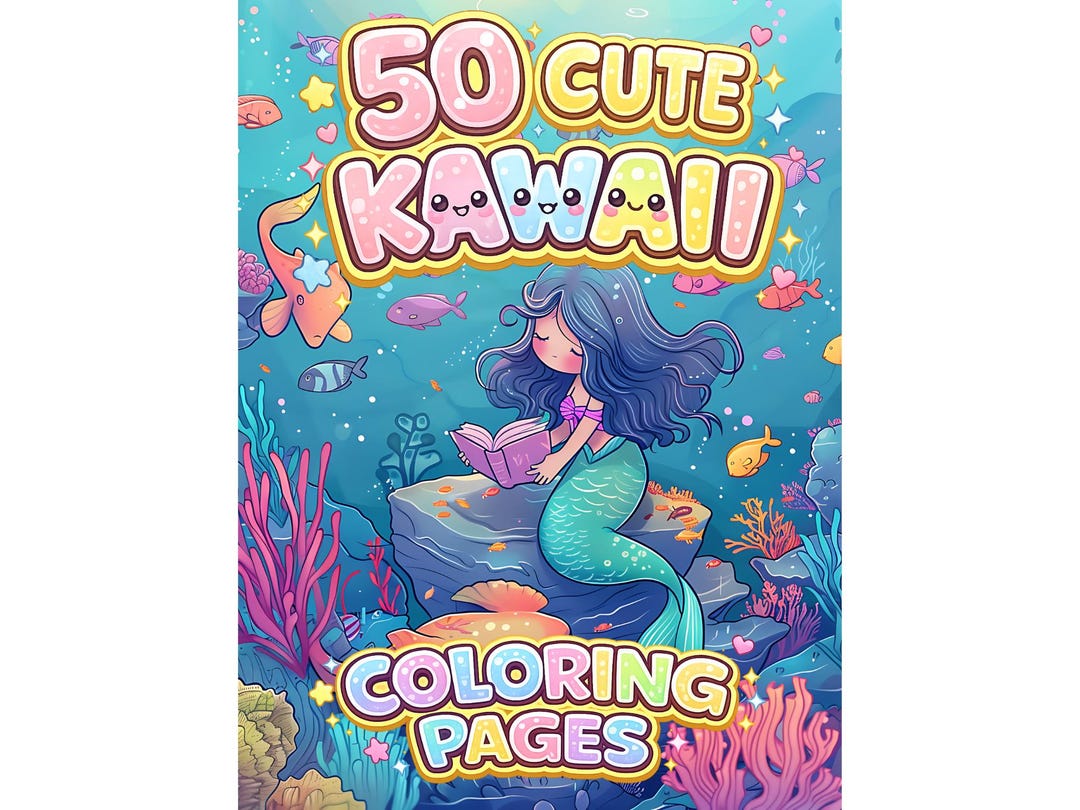 50 Kawaii Coloring Pages Printable PDF – Animals & Food Digital ...