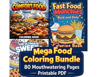 Food Coloring Book Bundle, Comfort, Fast Food, Sweets (Printable PDF)