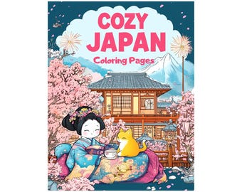Cozy Japan Coloring Book Printable – Relaxing Japanese Scenes Digital Download
