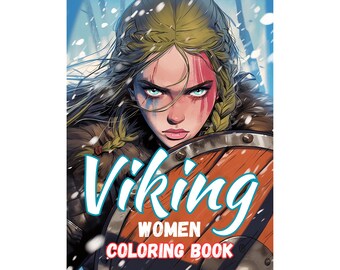 Viking Women Coloring Book PDF, Norse Warrior Girls Printable Fantasy Line Art