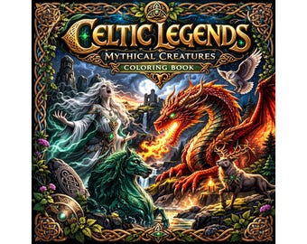 Celtic Mythology Coloring Book Printable, Fantasy Creatures Coloring Pages, Dragons Fairies PDF