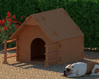 Tool-Free Modern Dog House DXF File – Portable Interlocking Dog Kennel Plan for CNC-Instant Download