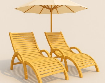 Modern CNC Wooden Sun Lounger DXF File – Flat Pack Design, Outdoor DIY Furniture-Instant Download