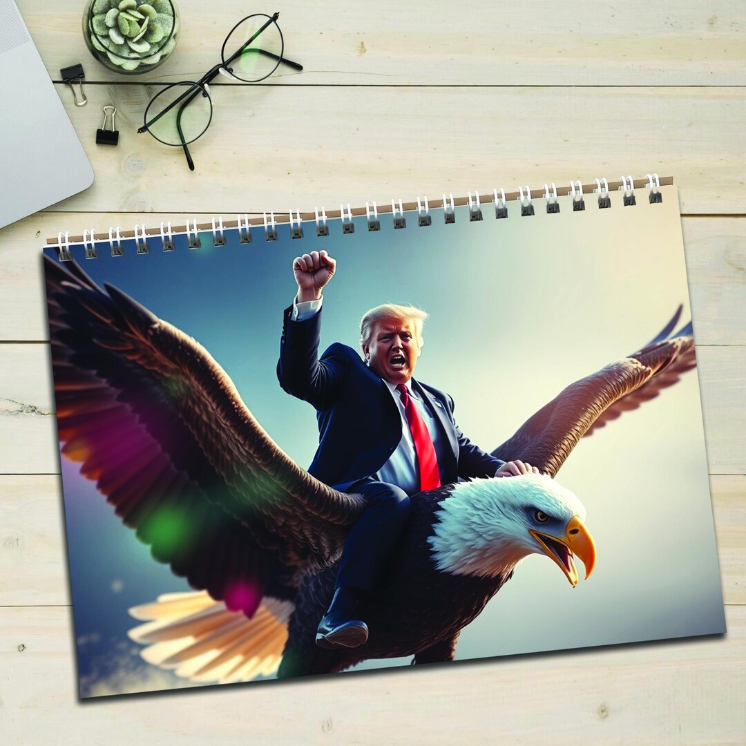 Trump 2025 Wall Calendar Bold Political Art Monthly Planner, MAGA Decor
