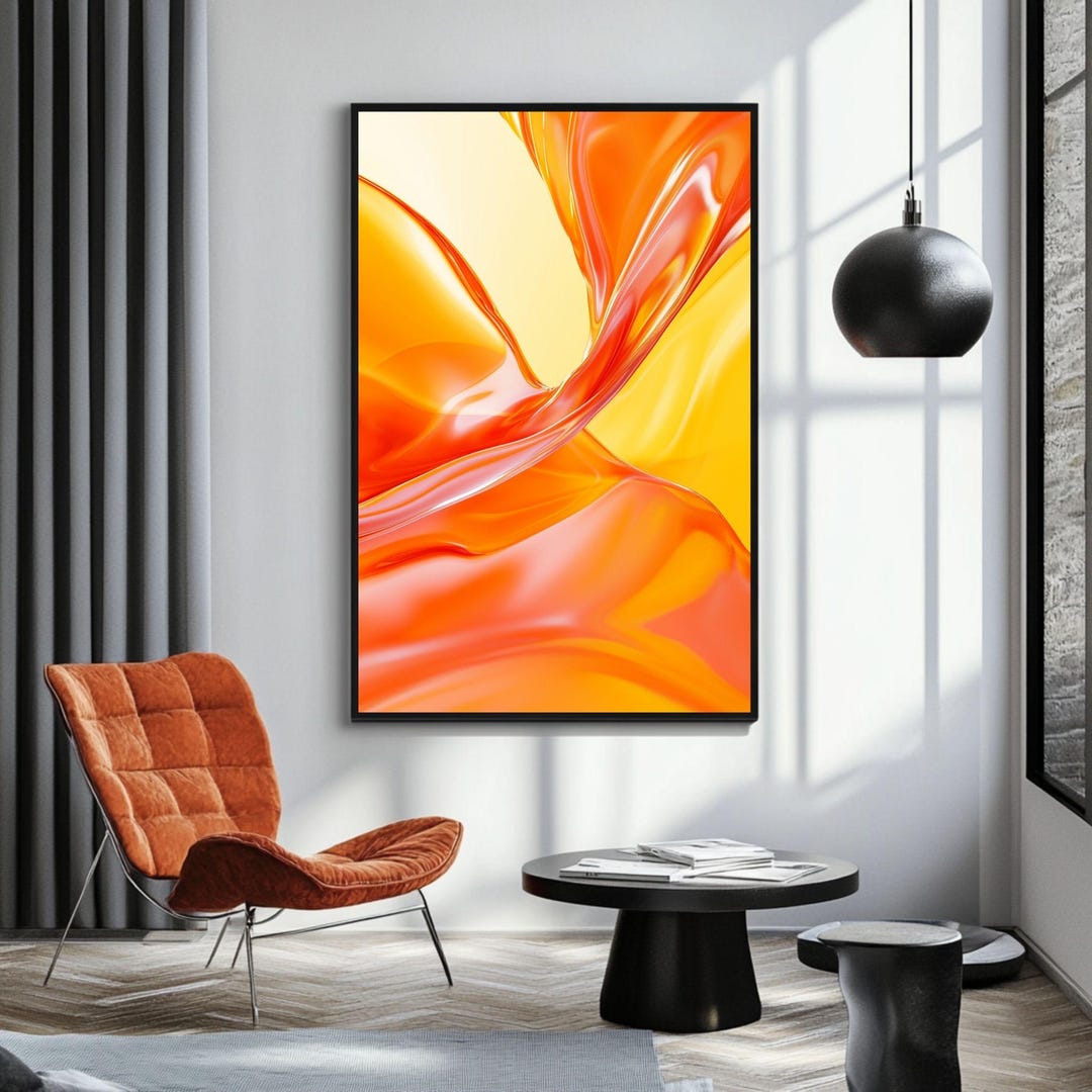 Abstract Orange and Yellow Flow Canvas Art | Modern Wall Decor (digital ...