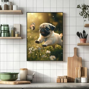 Dog wall art | cute pug print | 10 PRINT SIZES INCLUDED | pug dog print | pug art poster | custom pug art | pug art print