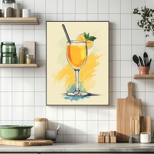 Mimosa Wall Print | mimosa prints | 10 PRINT SIZES INCLUDED | mimosa art poster | mimosa Digital prints | mimosa cocktail print | wall art