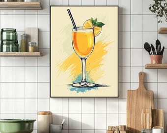 Mimosa Cocktail Art Print | Kitchen & Bar Wall Decor (Digital Download)