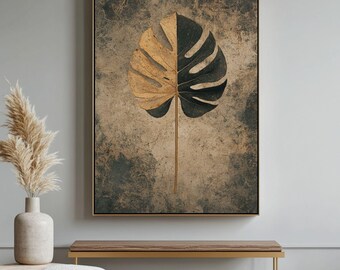 Rustikaler Monstera Blatt Druck | Botanische Wandkunst (Digitaler Download)