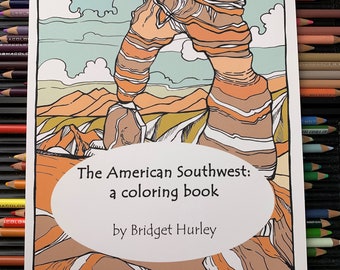 The American Southwest Coloring Book, Adult Coloring Book, Native American Culture Coloring Collection, Desert Cactus Coloring Book