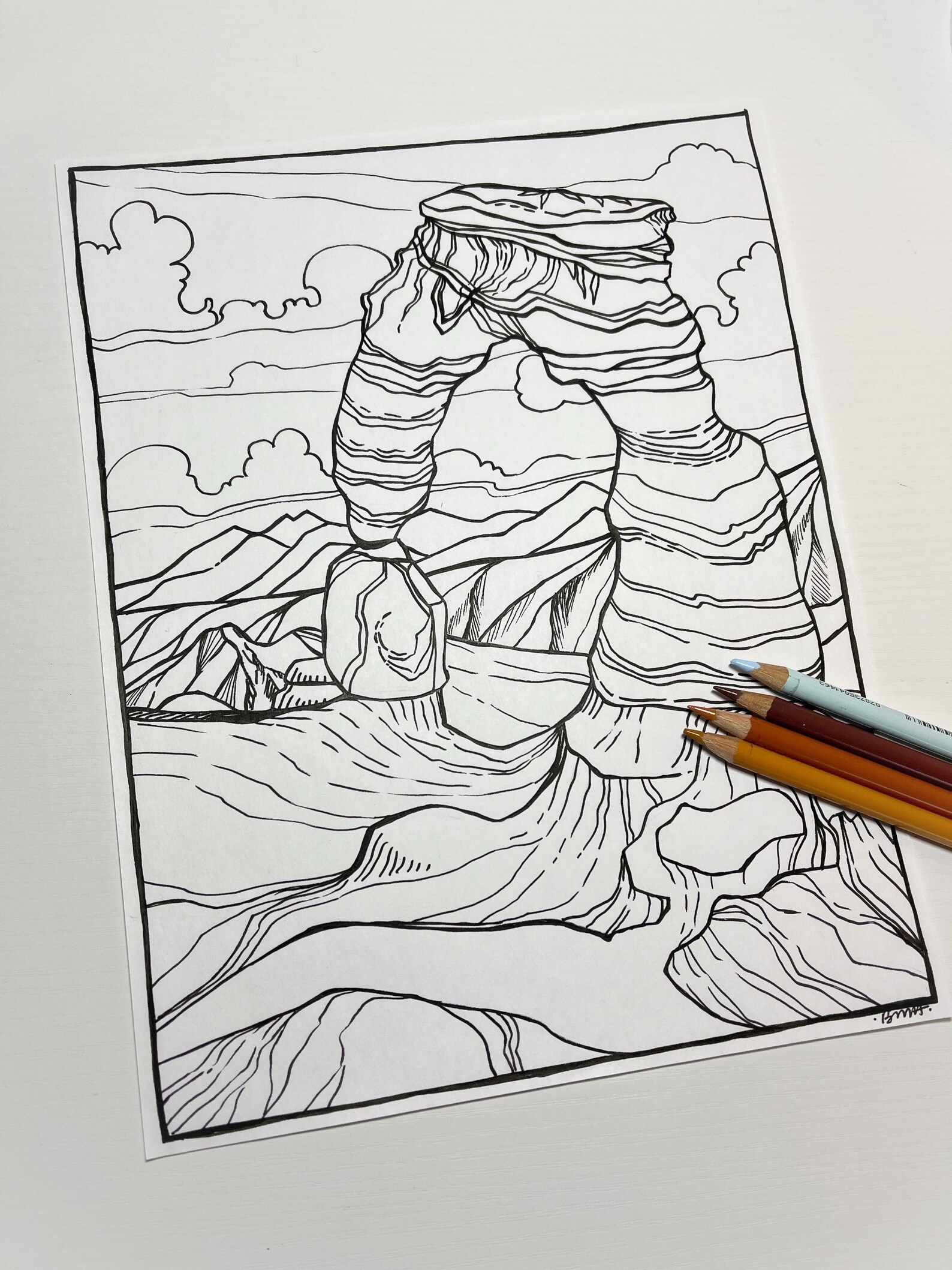 American Southwest Printable Coloring Page, Digital Download, Adult Coloring, Arches National ...