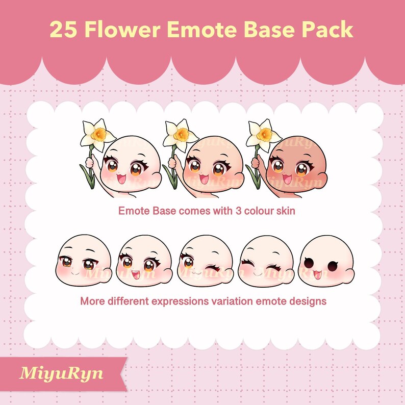 Spring Emotes Flower Emote Base: 25 Spring Bloom Designs (PSD) - Etsy