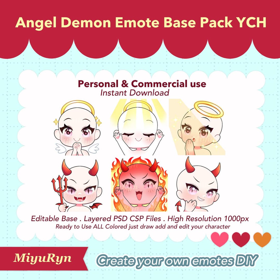 Demon Emote Set Angel Demon Emote Bases | Create Your Own Emote Pack (PSD, CSP) - Etsy