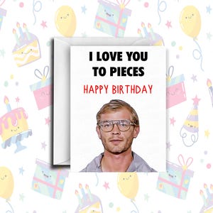 Jeffrey Dahmer Biglietto di auguri di compleanno / Biglietto di auguri per serial killer / LGBT / Celebrazione / Nascita / Gay / Coppia / Umorismo / Programma TV / Netflix / Crimine