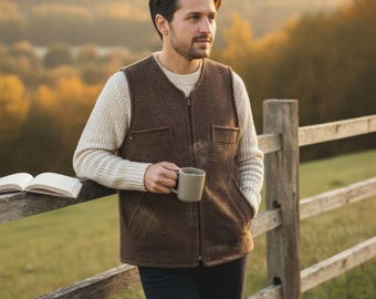 Chaleco de fieltro de lana hecho a mano: capa cálida unisex