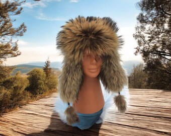 Handmade Raccoon Fur Ushanka – Luxury Leather Russian Winter Hat