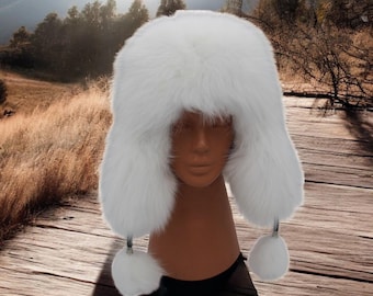 Handmade Leather & Fox Fur Ushanka – Russian Winter Hat