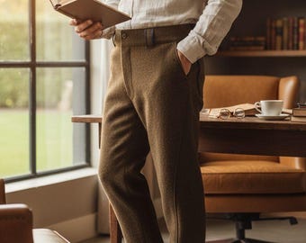 Handmade Wool Felt Trousers: Unisex Warm English Style Pants